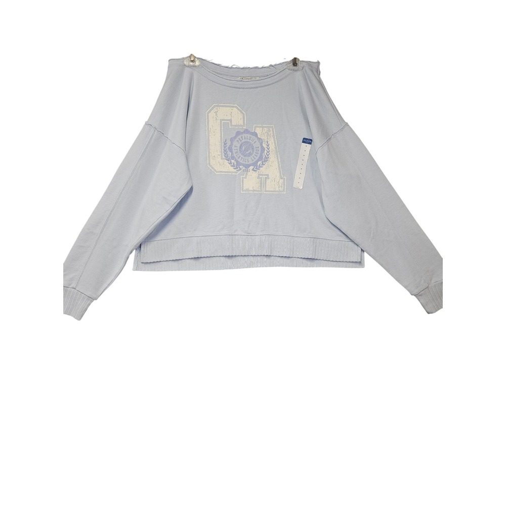 Arizona Jean Co Womens M Light Blue Cropped Collegiate Graphic Sweatshirt NWT